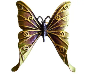 Authentic Butterfly Brooch Yellow Gold Plated Metal Green Enamel Pin Jewelry Gifts