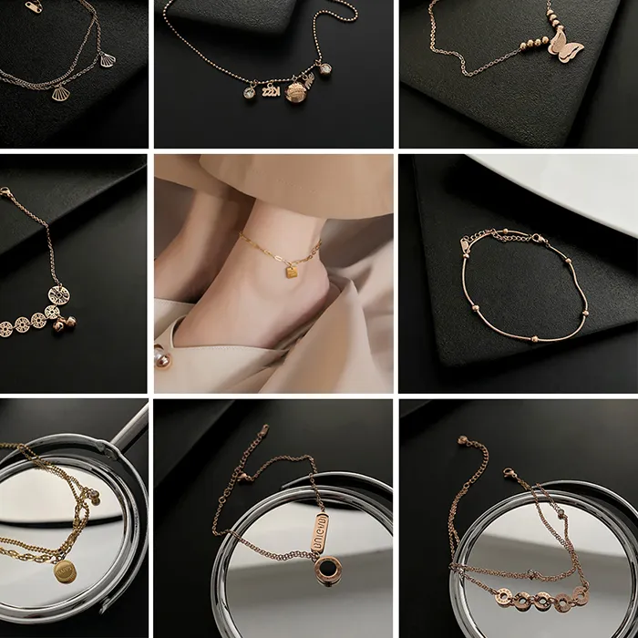 Authentic ANENJERY 316L Boho Initial Anklet Butterfly Shell Double Layer Tassel Pendant Women's Ankle Beach Foot Jewelry