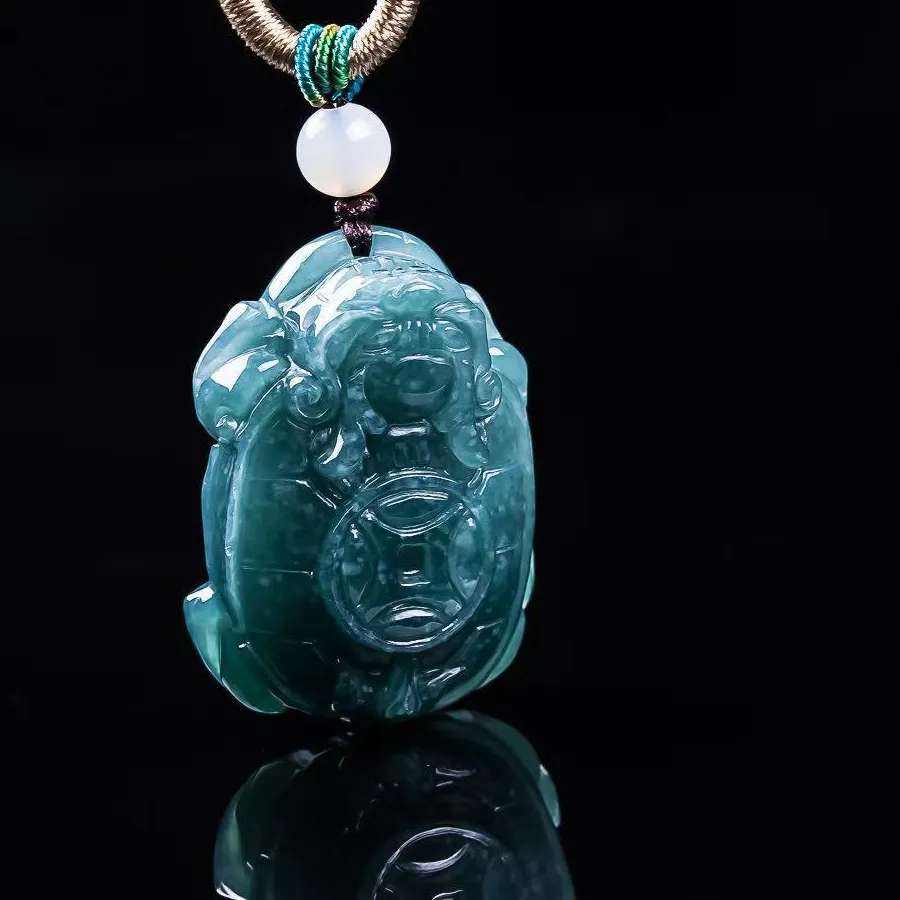 Authentic Natural Myanmar Jadeite Dragon Turtle Pendant Necklace Real Jade Designer Vintage Luxury Accessories Jewelry Gifts for Women
