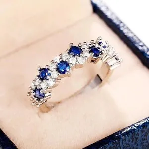 Authentic Eternity of Love: 2Ct Round Lab-Created Sapphire Infinity Wedding Band