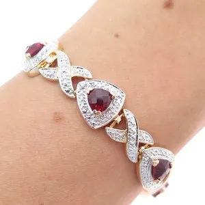 Authentic The Infinite Bloom: Gold-Plated Ruby Eternal Link Bracelet