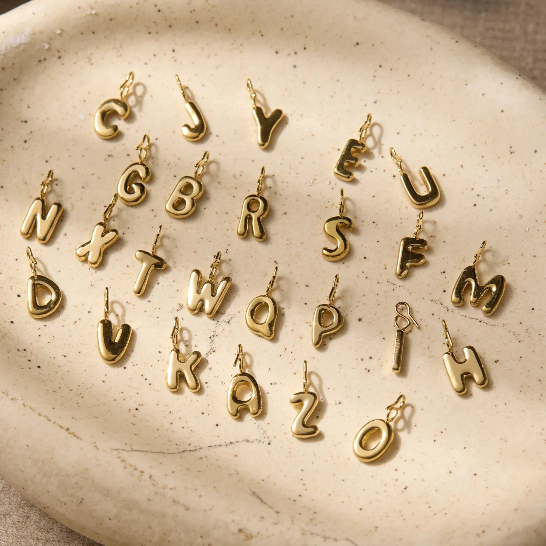 Authentic The Golden Sigils of Identity: 18K Gold-Plated Puffy Initial Charms