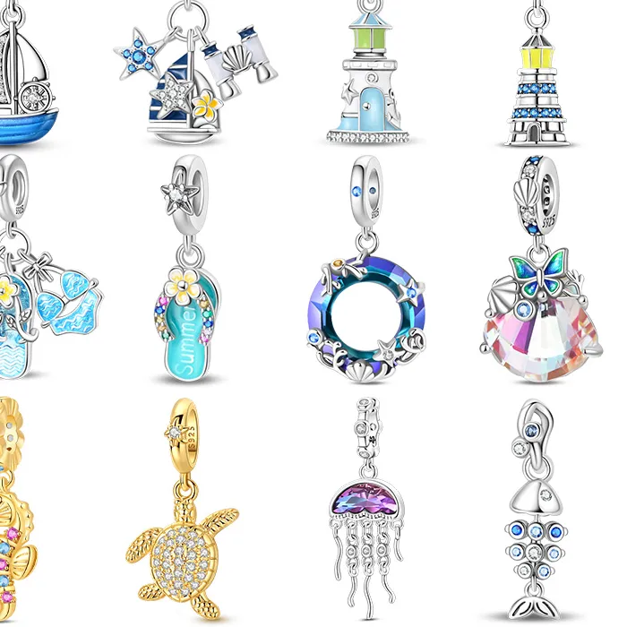 Authentic 925 Sterling Silver Blue Sailboat Anchor Charms Beads Fit Original Bracelets Bag Keychain Earring Pendant Diy Jewelry