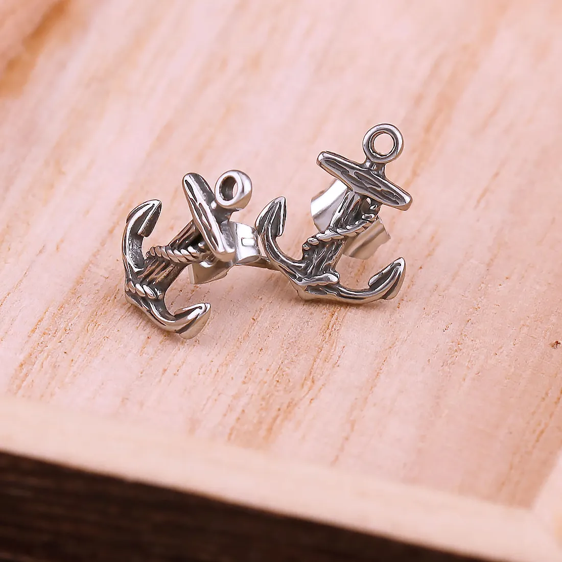 Authentic Anchored in Strength and Resilience: Golden Nordic Anchor Stud Earrings