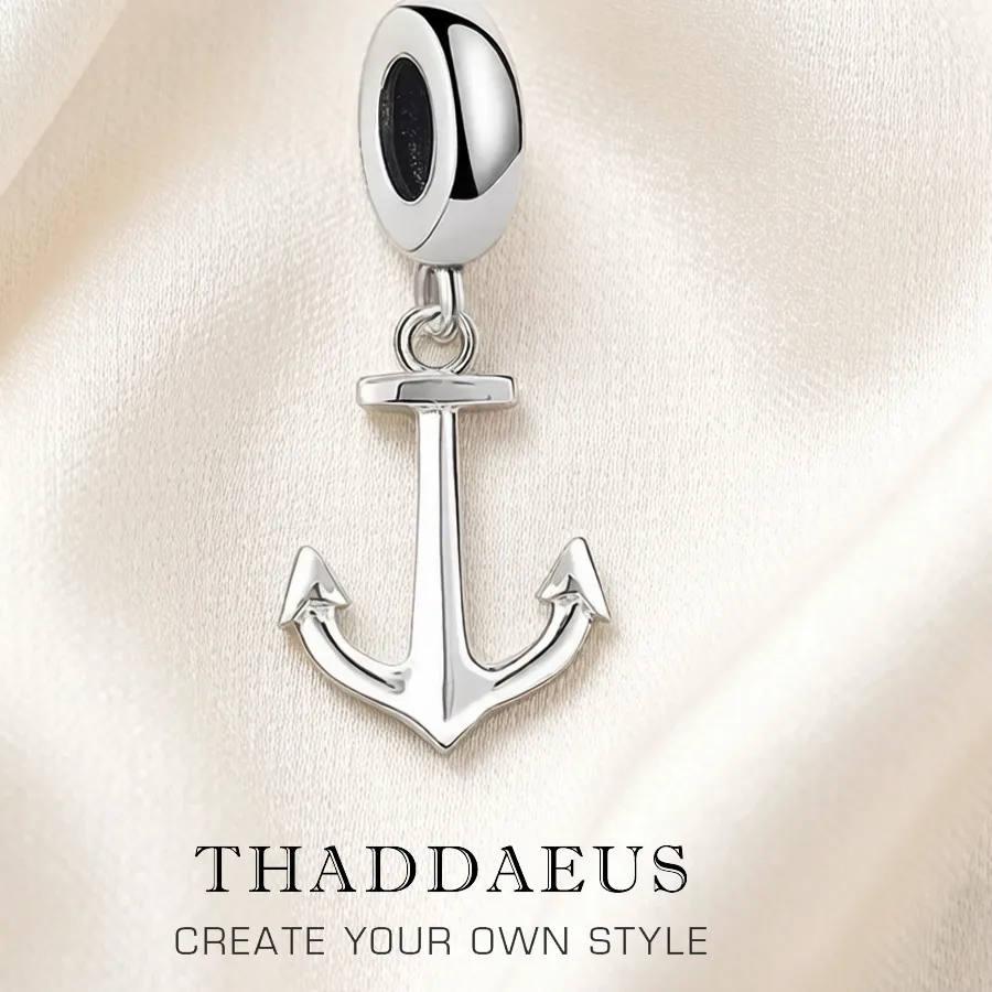 Authentic Anchored in Good Fortune: Sterling Silver Dangle Charm Pendant