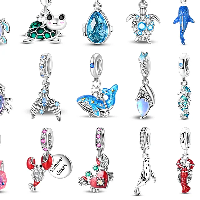 Authentic Tideborn Talismans Of The Luminous Ocean Sterling Silver Crab & Whale Spirit Charms
