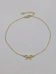 Authentic Auric Bow Anklet: Golden Pearl & Sacred Geometry