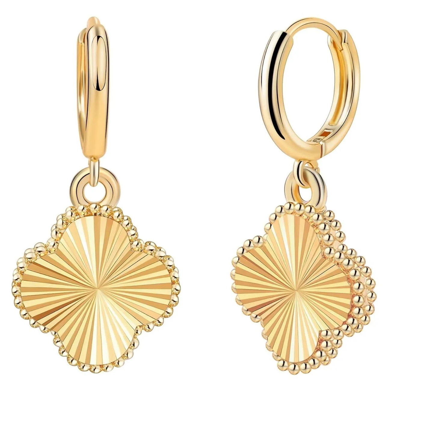 Authentic Talisman of Fortune: 14K Gold Plated Four Leaf Clover Earrings