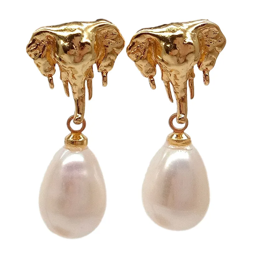 Authentic Radiant Wisdom: The Gilded Ivory Elephant and Pearl Earrings