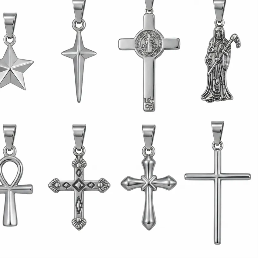 Authentic The Sacred Threshold Talisman: Santa Muerte, Ankh, and Saint Benedict Gothic Pendant