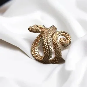 Authentic Gold Viper Snake Ring – Unisex Adjustable Serpent Jewelry