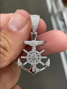 Authentic Anchored in Destiny: Moissanite Anchor Pendant in 14K White Gold