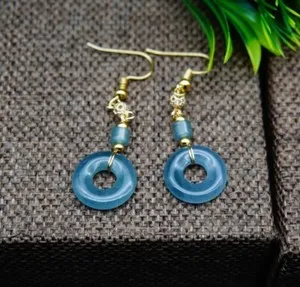 Authentic Celestial Jade Donut Earrings – 14K Gold‑Plated, Translucent Jadeite