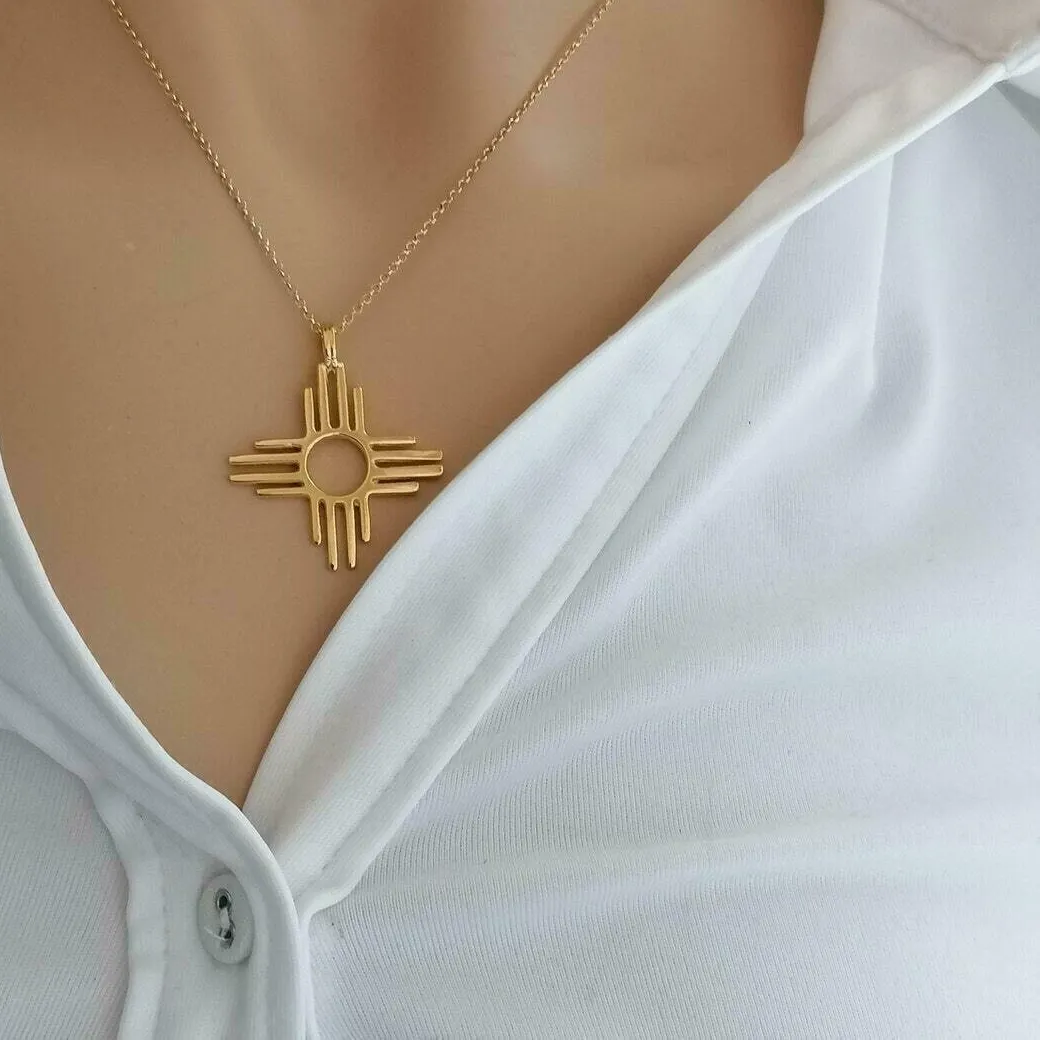 Authentic Empowered by the Radiant Sun Symbol, a 14K Yellow Gold Plated Pendant for the Goddess Within