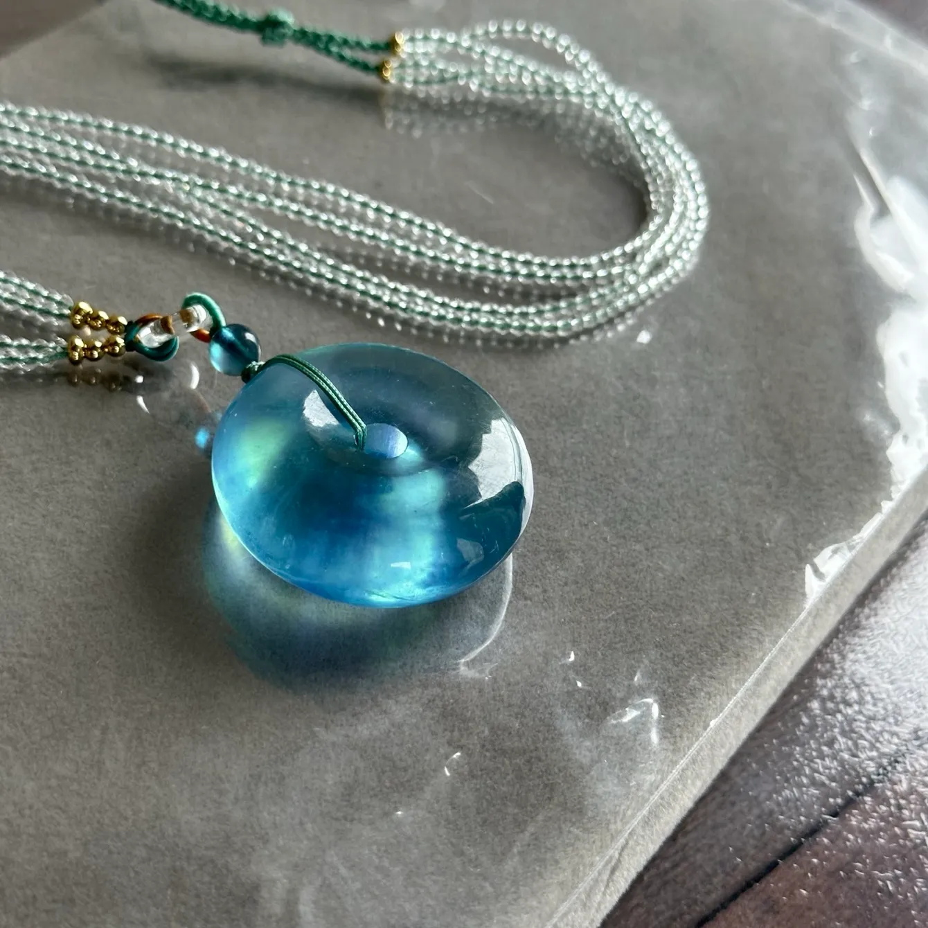 Authentic Natural Blue Aquamarine Pendant Aquamarine Round Donut 33.6X12.7Mm Gold Necklace Aaaaa