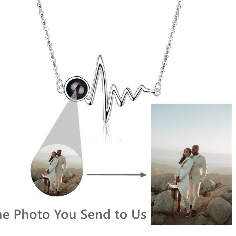 Authentic Personalized Custom Photo Necklace for Women Heart Pendant Paw Pendant Necklace 925 Silver Projection Photo Chain Christmas
