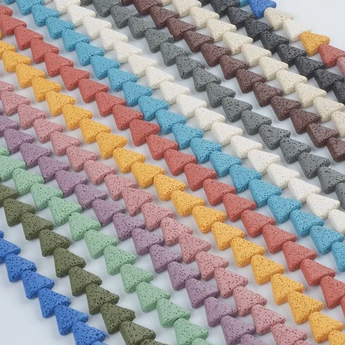 Authentic Natural Stone Color Volcanic Rock Triangle Lava Loose Interval Bead DIY Jewelry Bracelet Necklace Accessories