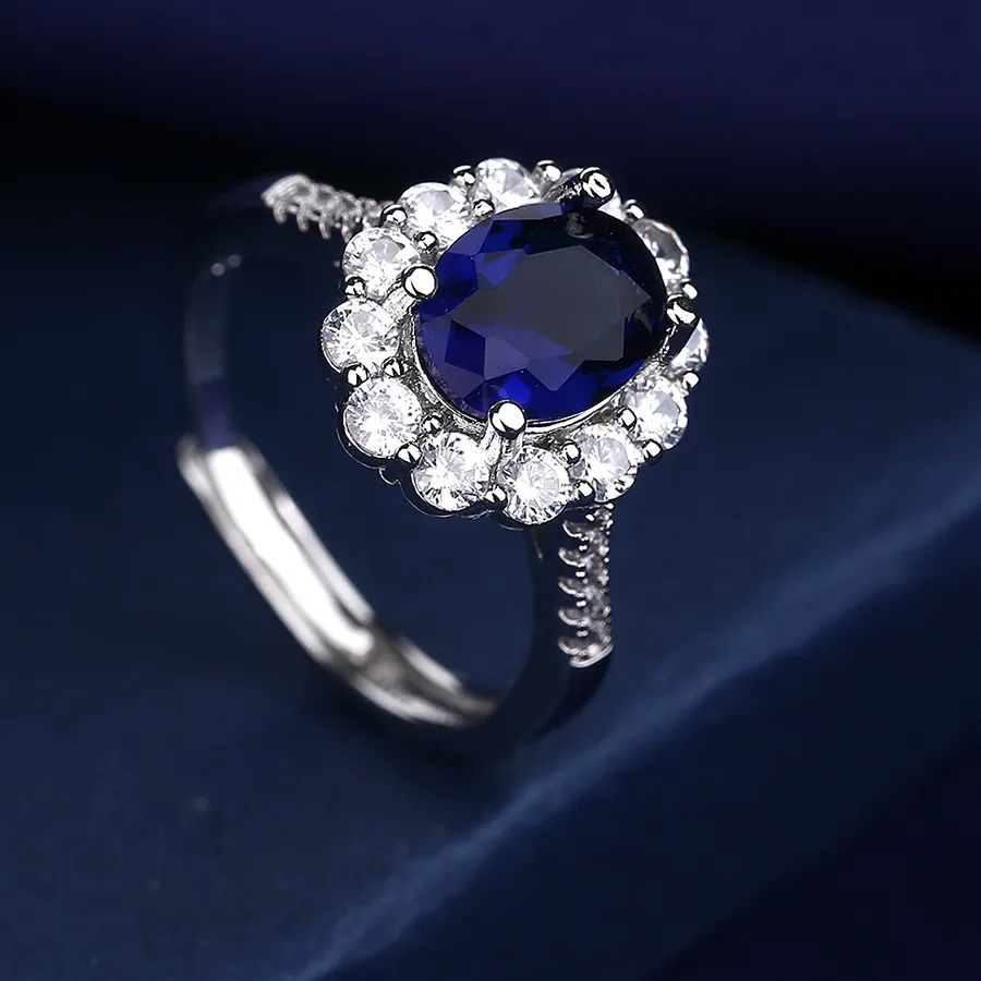 Authentic Azure Star Silver Zircon Talisman Ring For Inner Harmony
