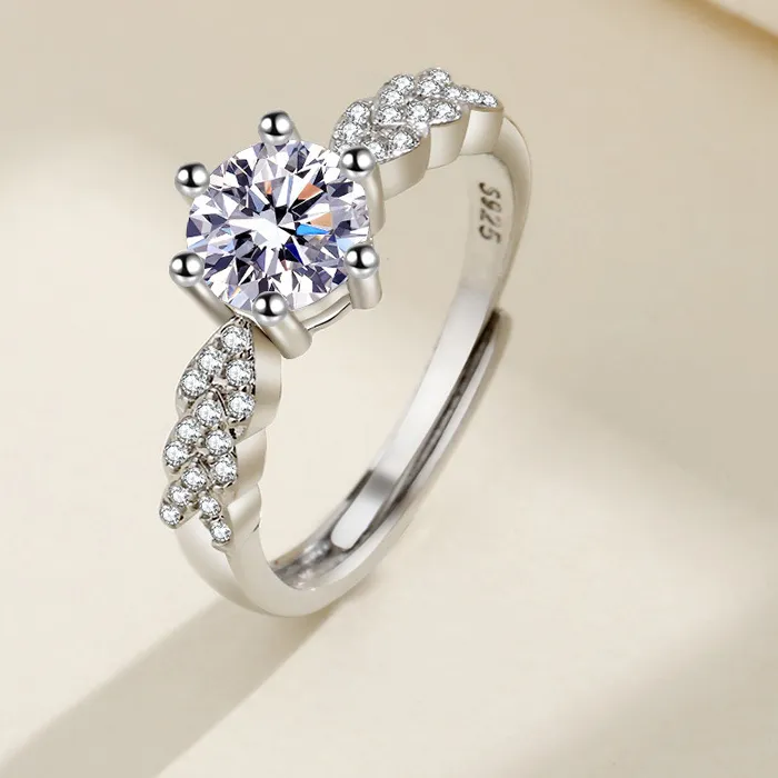 Authentic Celestial Union: Moissanite Sterling Silver Ring for the Enchanted Bride