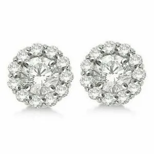 Authentic Celestial Halo Moissanite Earring Jackets in 14k White Gold Plated Sterling Silver