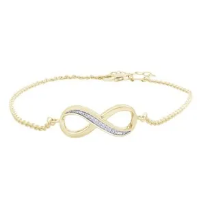 Authentic Eternal Love Infinity Bracelet Round- Cut Crystal In Gold- Plated Silver