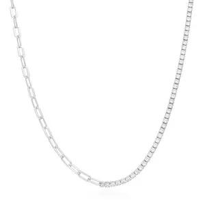 Authentic The Golden Links of Luminescence 18K Gold Over Sterling Silver Paperclip and Cubic Zirconia Tennis Necklace