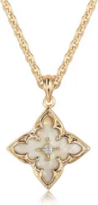 Authentic Lucky Charm of Abundance: Dainty 14K Gold Plated Clover Pendant