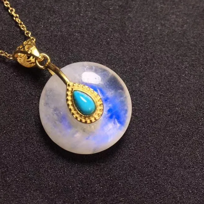 Authentic The Lunar Radiance Donut Amulet of Blue Light Moonstone