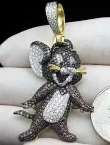 Authentic The Cunning Jester: 2.50Ct Lab-Created Onyx Jerry Mouse 14K Gold-Plated Talisman