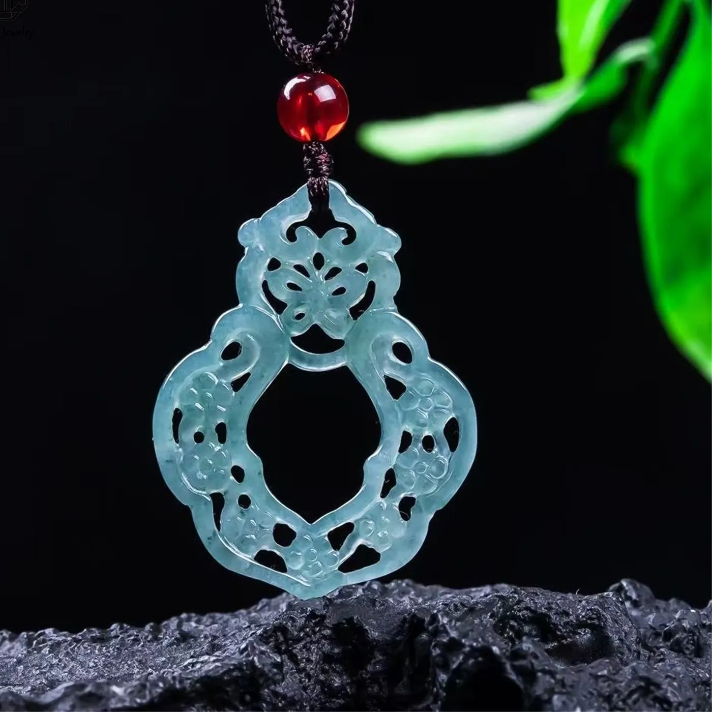 Authentic Harmonize with Fortune's Gentle Wings - Jadeite Blue Water Butterfly Pendant