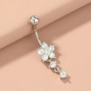 Authentic Radiant Luminescence Lab-Created Diamond Belly Piercing Ring in 14K White Gold Finish