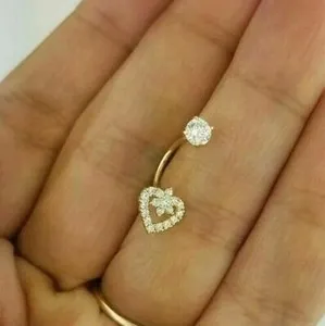 Authentic Heart of the Goddess - 0.50Ct Lab Created Diamond Heart Shaped Belly Ring