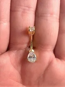 Authentic The Sacred Dewdrop of the Solar Plexus: 14K Gold Plated Piercing Talisman