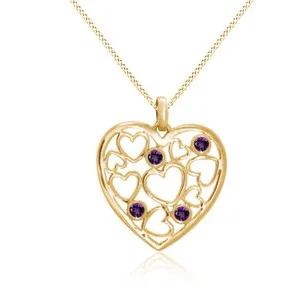 Authentic Radiant Heart of Amethyst Gold-Plated Talisman