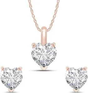 Authentic Celestial Heart: 5.25 Ct Moissanite Pendant & Stud Earrings Set