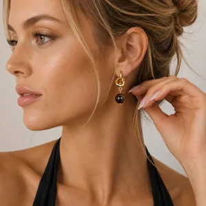 Authentic Gilded Vision: Tiger Eye Golden Drop Talismanic Earrings