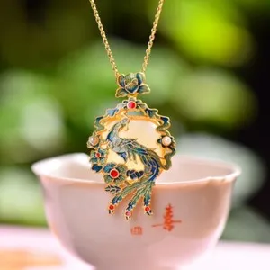Authentic Celestial Phoenix Revival Pendant – White Jade & 18K Gold‑Plated Ascension Necklace
