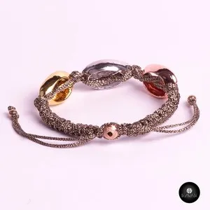 Authentic The Kavak Tides: Handmade Gold-Plated Grey Shell Bracelet