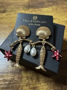 Authentic Whispers of the Sea Goddess: Protective Harmony in Gold Plated Fish Shells