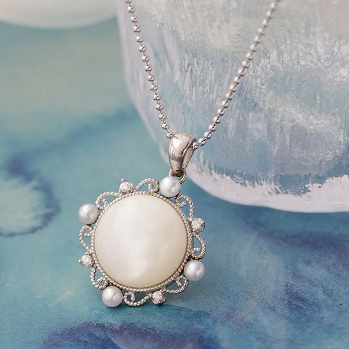 Authentic Luminous Shell and Pearl Sacred Geometry Amulet