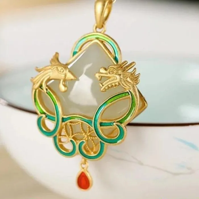 Authentic Celestial Dragon And Phoenix Amulet Of Eternal Harmony