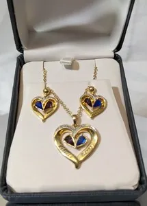 Authentic Vintage Danbury Mint 14kt Gold Plated Birthstone Pendant & Earrings Set