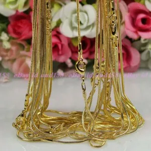 Authentic Wholesale 10pcs/20pcs Gold Plated 1mm Snake Chain Necklace 16",18",20",24",26"