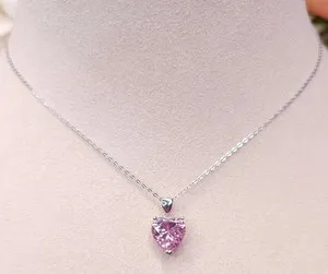 Authentic Heart's Eternal Flame: Lab-Created Pink Sapphire Solitaire Wedding Pendant