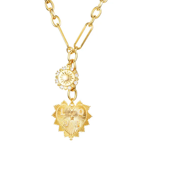 Authentic Radiant Solar Heart 18K Gold-Plated Talisman Chain