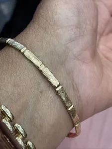 Authentic Sunlit Gold‑Plated Bamboo Spirit Bangle – 4 mm, Size 9