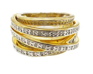 Authentic Splendid Unity: Gold-Plated Diamond Radiance Ring