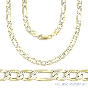 Authentic The Golden Path of Resonance: 5mm Figaro Pave Link Sterling Silver Necklace