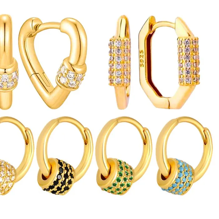 Authentic Celestial Geometry Pavé Heart Hoops