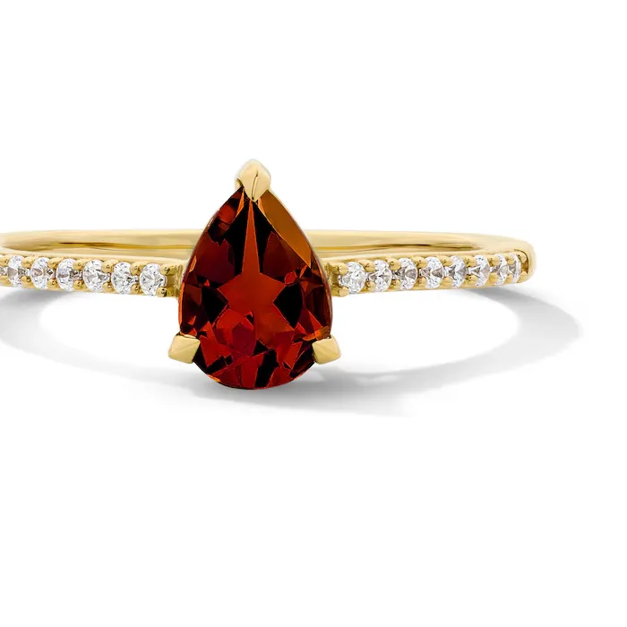 Authentic Celestial Birthstone Promise Ring – Teardrop Zircon Enchantment